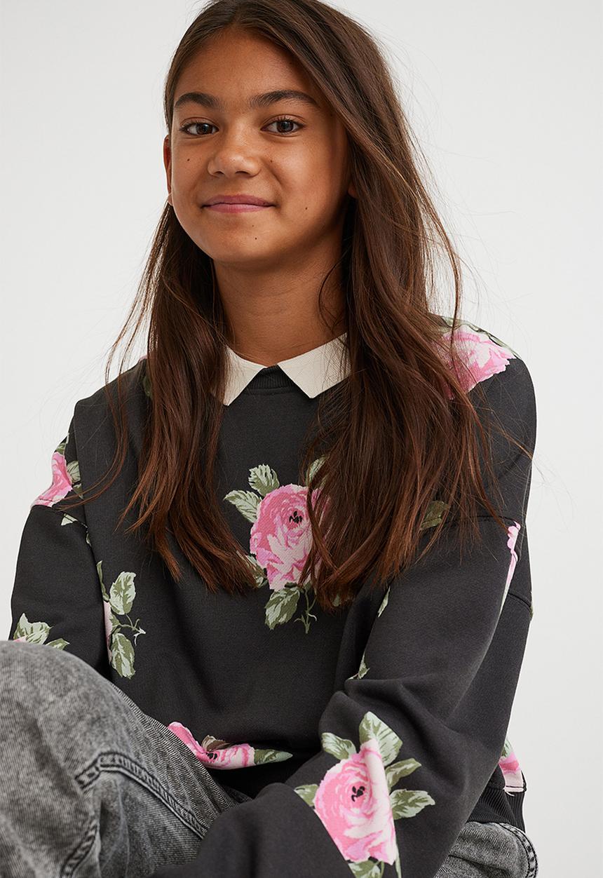 H&M - Oversized sweatshirt - black/floral