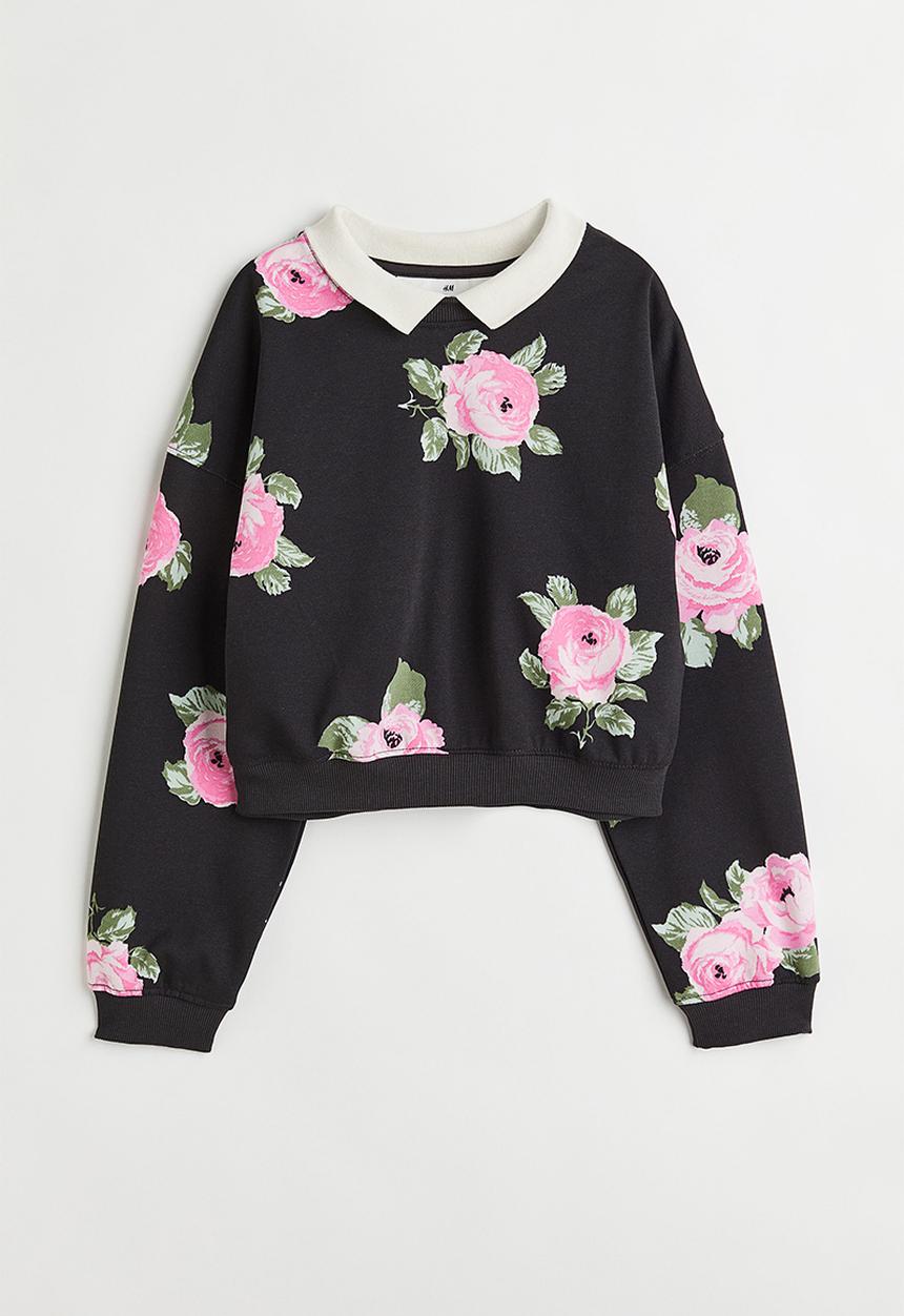 H&M - Oversized sweatshirt - black/floral