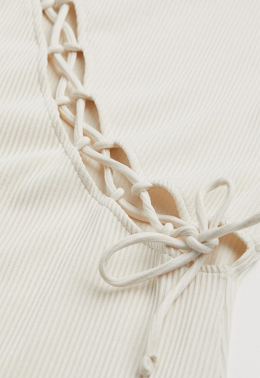 H&M - Ribbed lacing-detail dress - cream