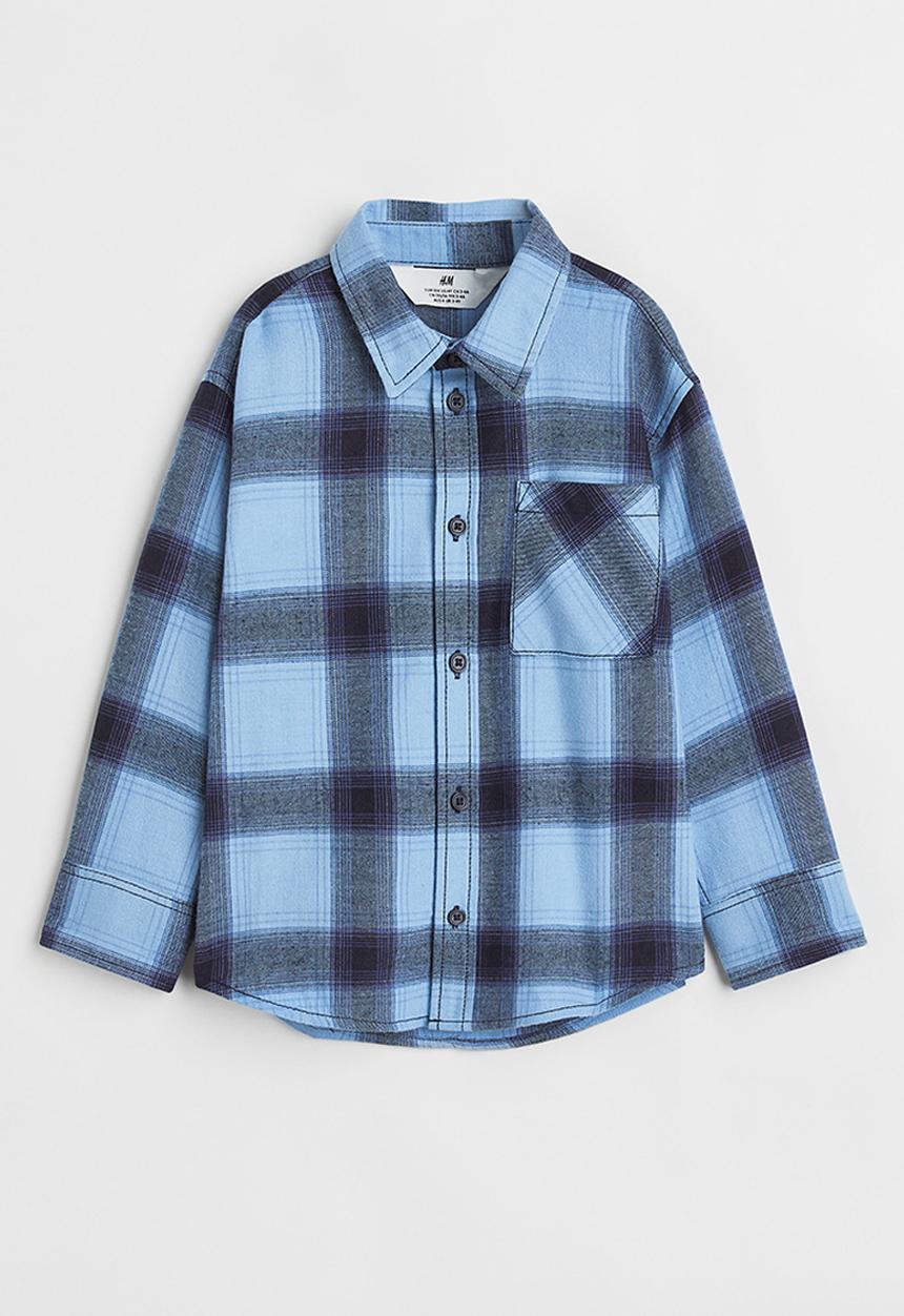 H&M - Cotton flannel shirt - light blue/checked