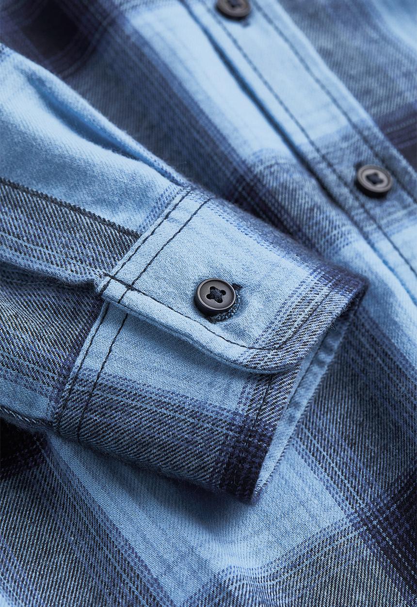 H&M - Cotton flannel shirt - light blue/checked