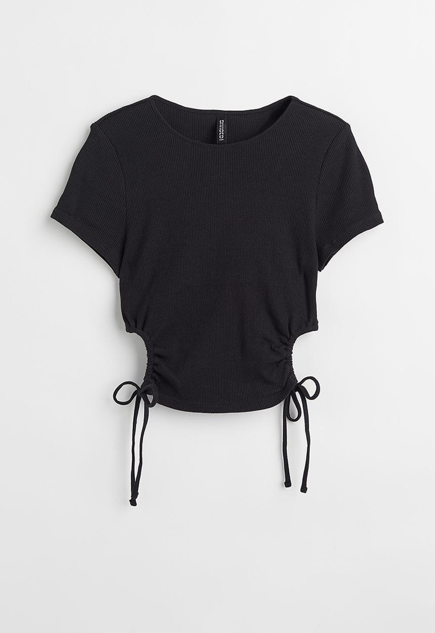 H&M - Ribbed cut-out top - black