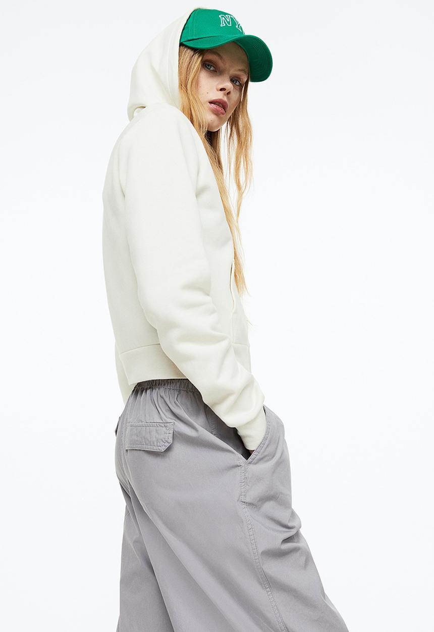 H&M - Short zip-through hoodie - cream