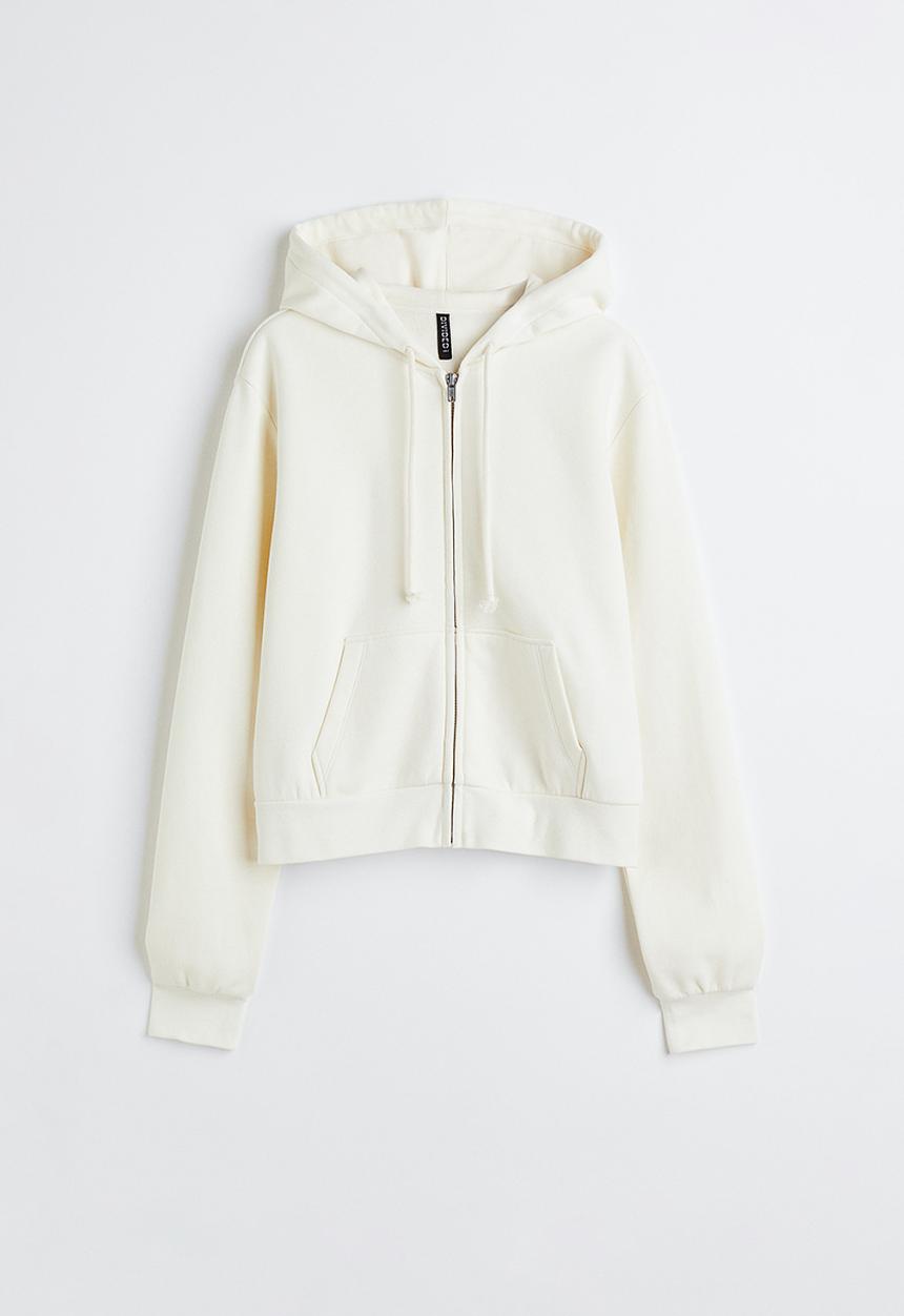 H&M - Short zip-through hoodie - cream