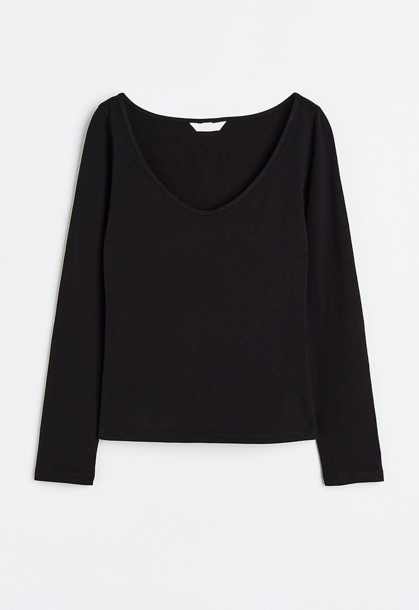 H&M - Long-sleeved jersey top - black