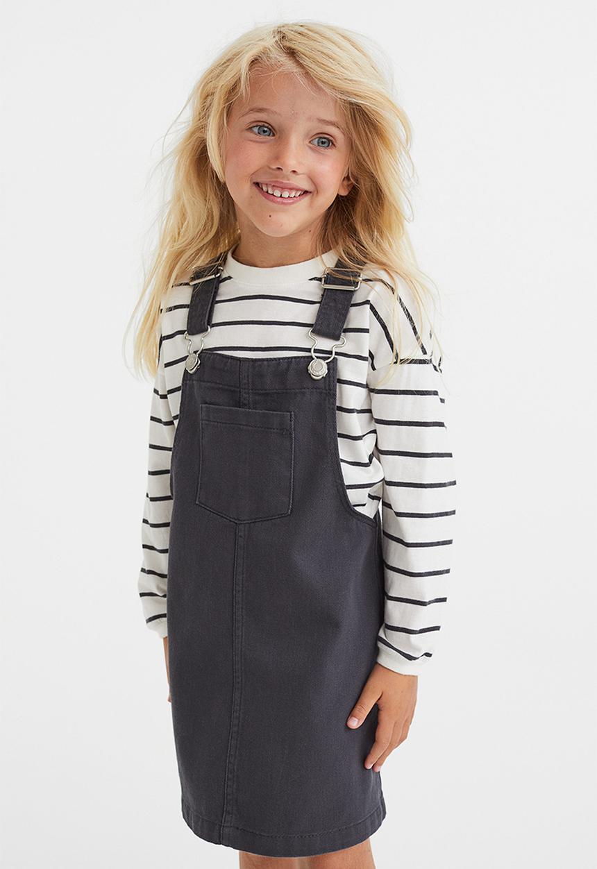 H&M - 2-piece cotton set - dark grey/striped