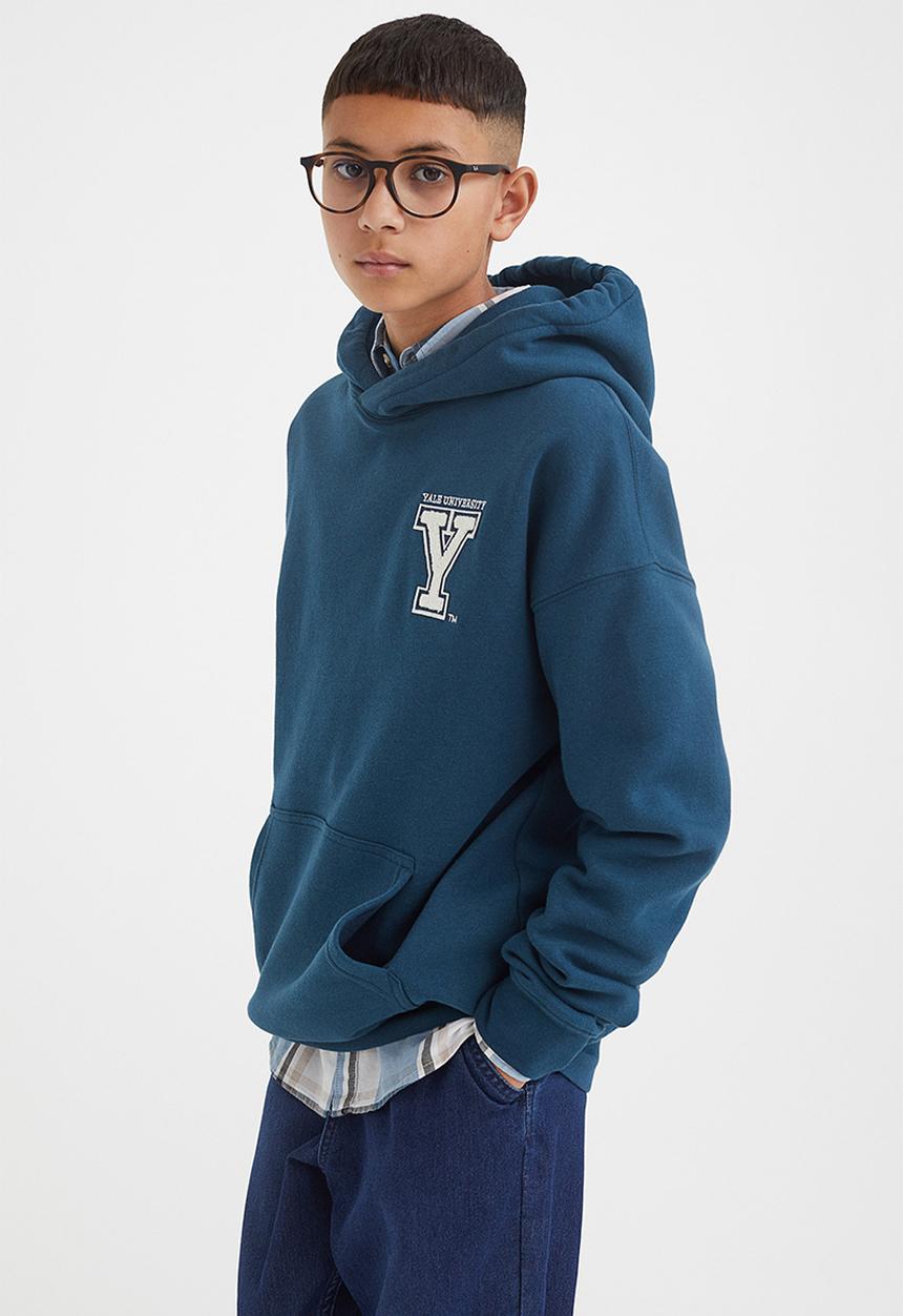 H&M - Oversized printed hoodie - dark blue/yale