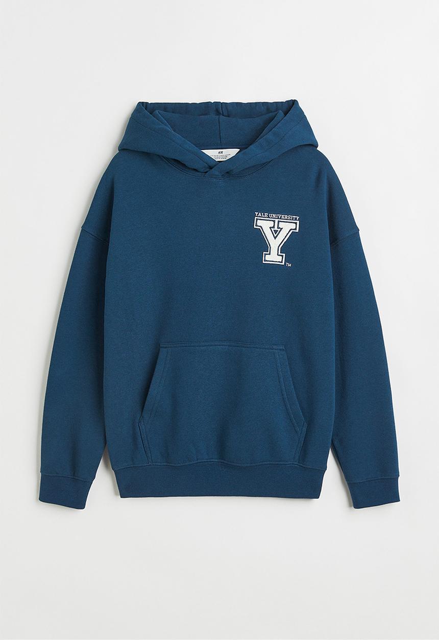 H&M - Oversized printed hoodie - dark blue/yale