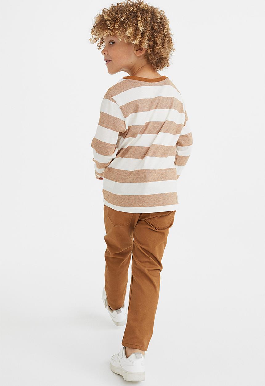 H&M - 2-pack cotton twill trousers - black/light brown