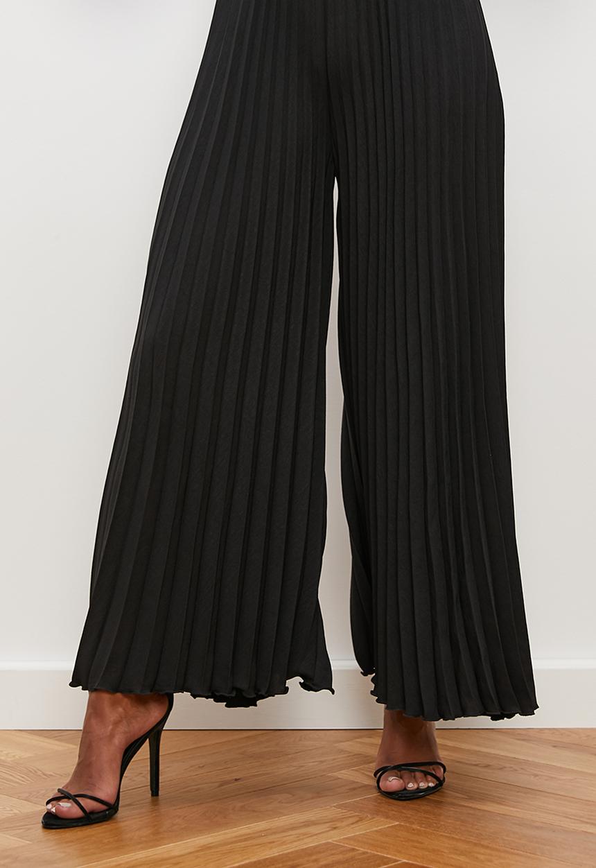edit - Pleated wrap front jumpsuit - black