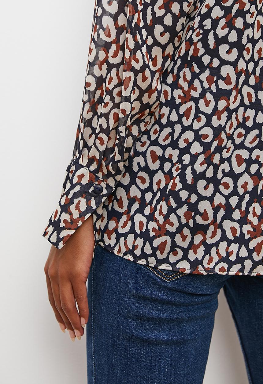 edit - Animal two tone printed sheer shirt - animal spots