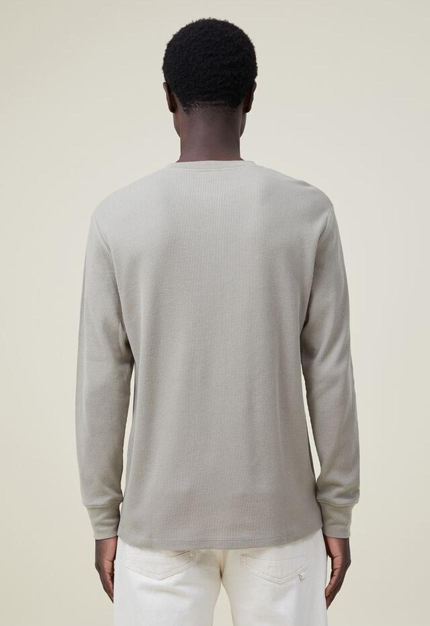 Cotton On - Textured long sleeve tshirt - sage waffle henley 