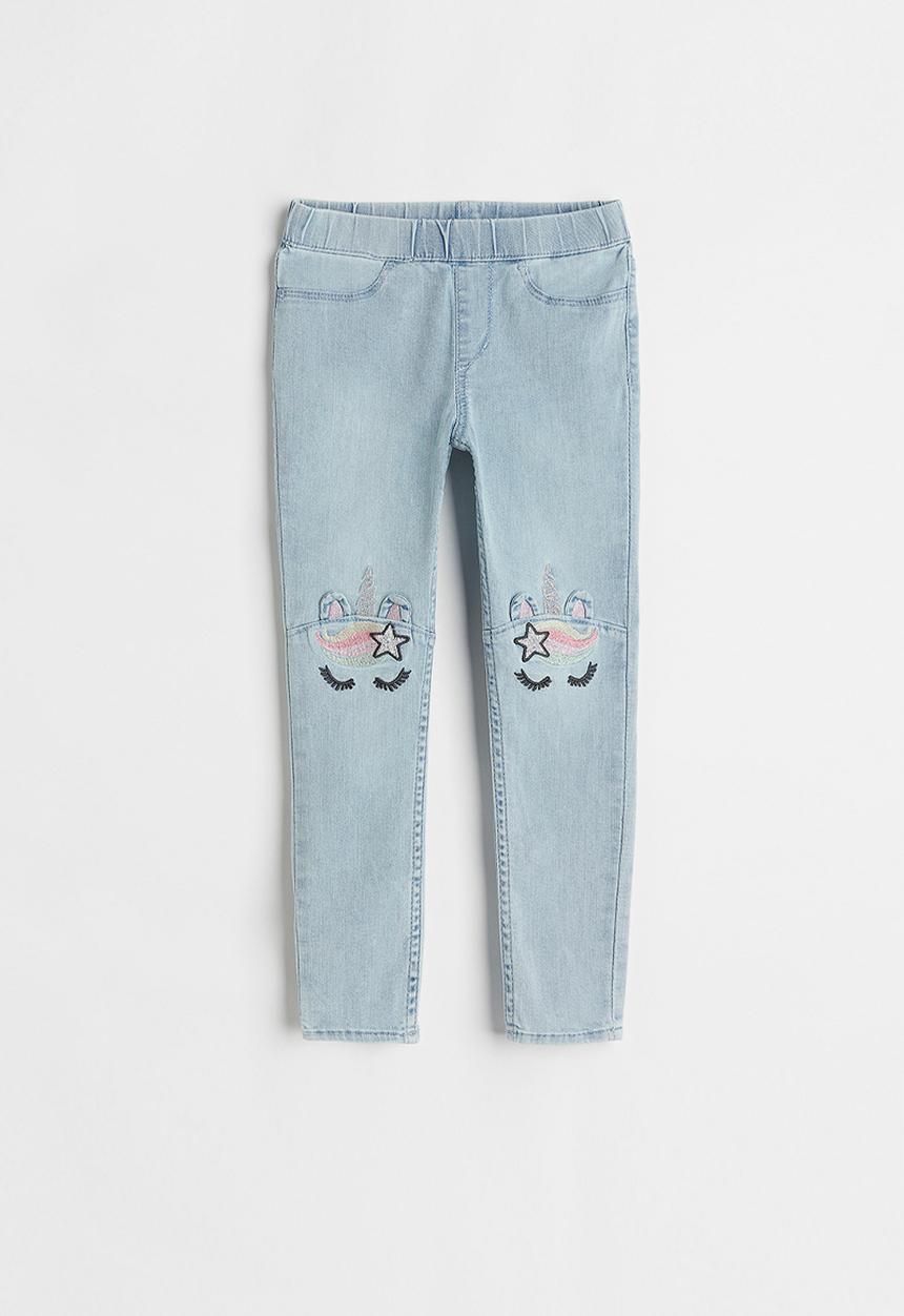 H&M - Denim leggings - light denim blue/unicorn