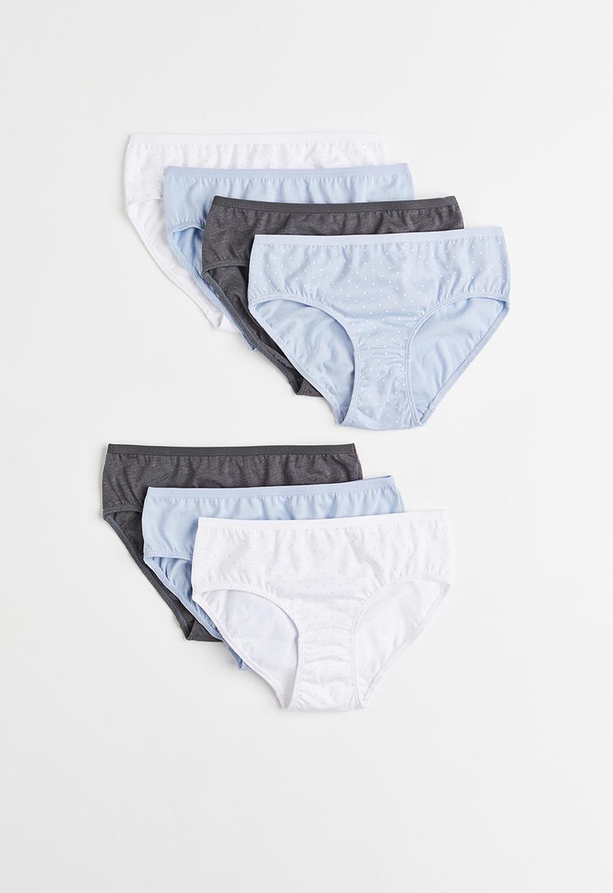 H&M - 7-Pack cotton briefs - light blue/spotted