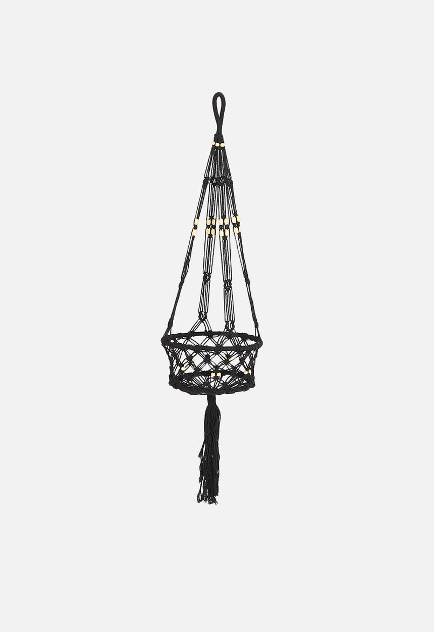 H&S - Macrame flowerpot holder - black
