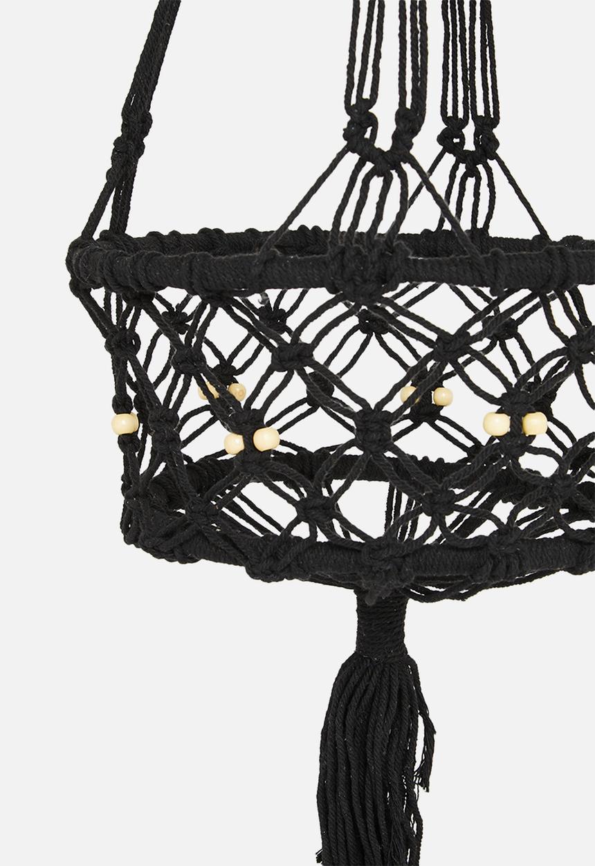H&S - Macrame flowerpot holder - black