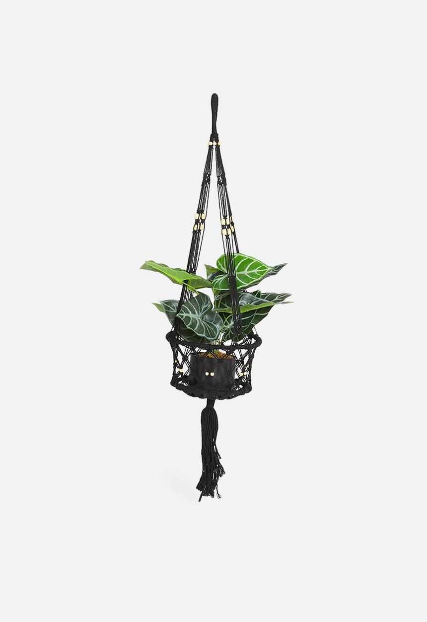 H&S - Macrame flowerpot holder - black