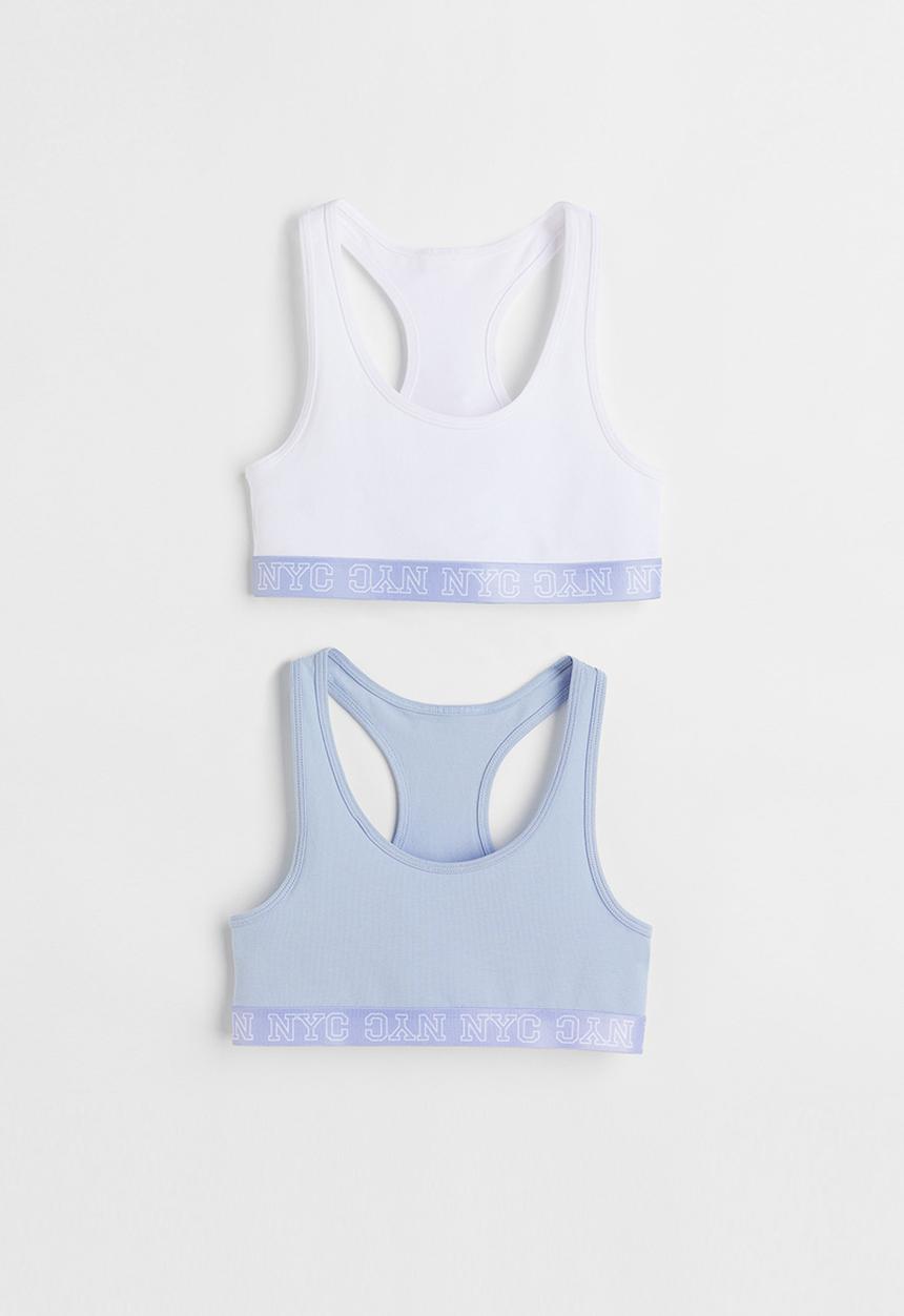H&M - 2 Pack tops - light blue & white 