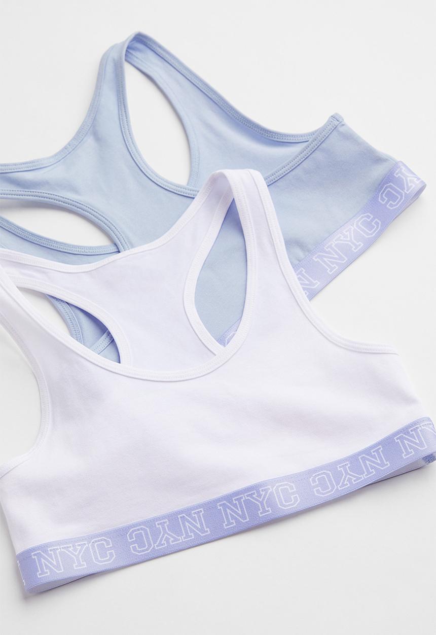 H&M - 2 Pack tops - light blue & white 