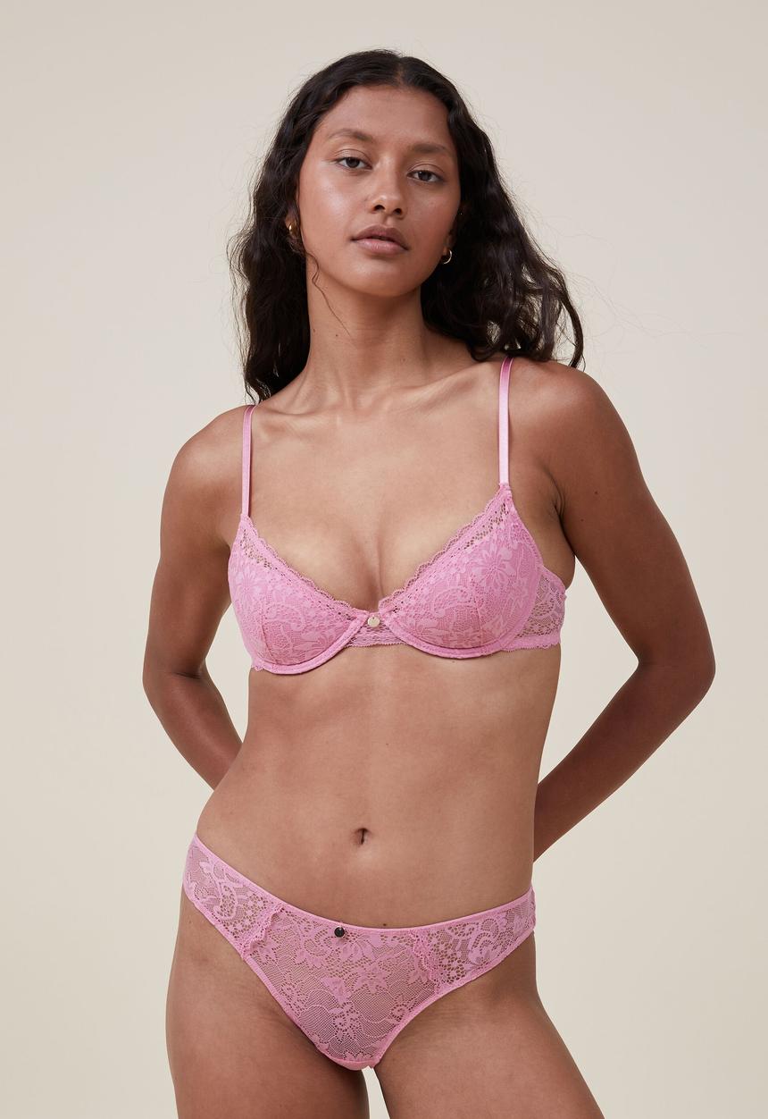 Cotton On - Cassie lace bikini brief - sea pink