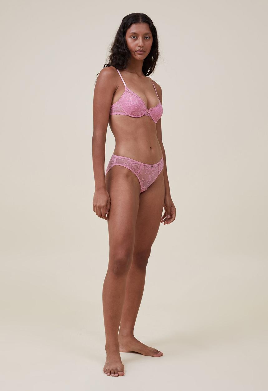 Cotton On - Cassie lace bikini brief - sea pink