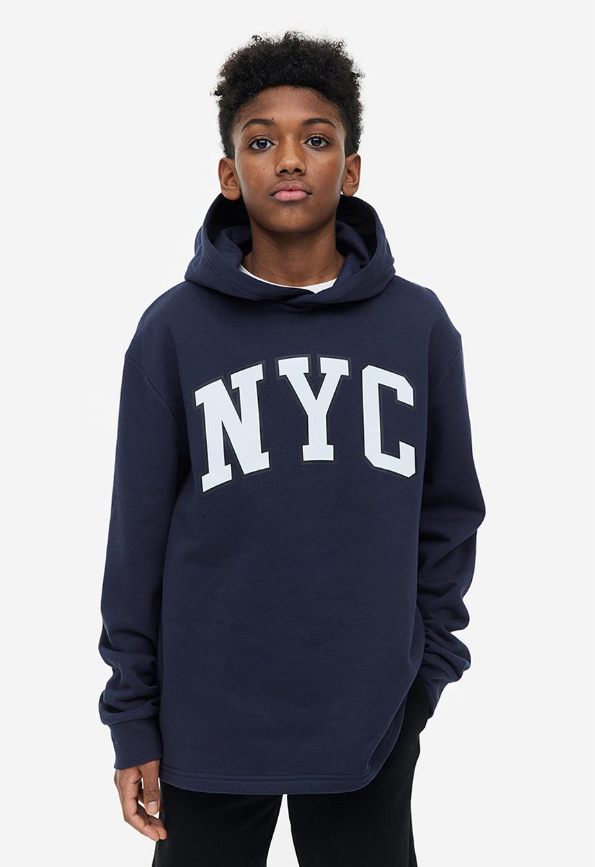 H&M - Printed hoodie - dark blue/nyc