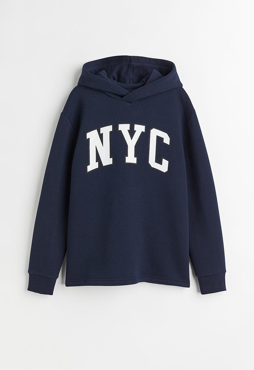 H&M - Printed hoodie - dark blue/nyc