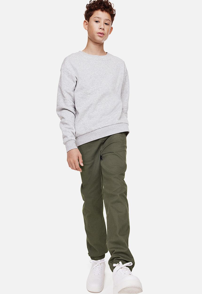 H&M - Cotton twill joggers - dark khaki green
