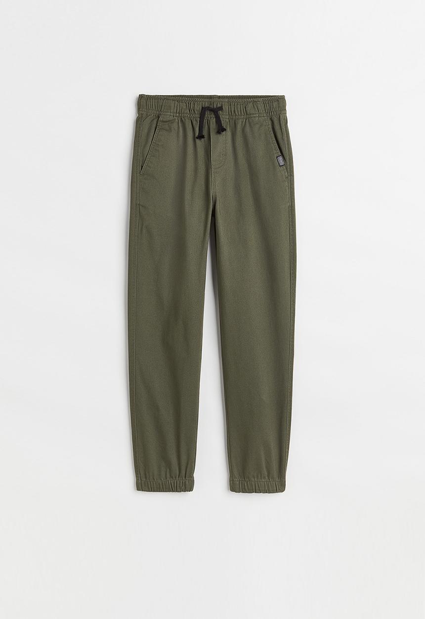 H&M - Cotton twill joggers - dark khaki green