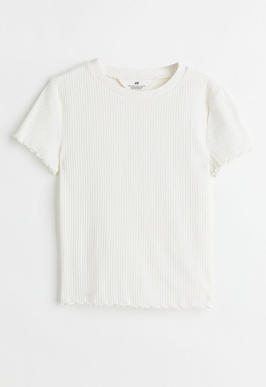 H&M - Ribbed cotton jersey top - white