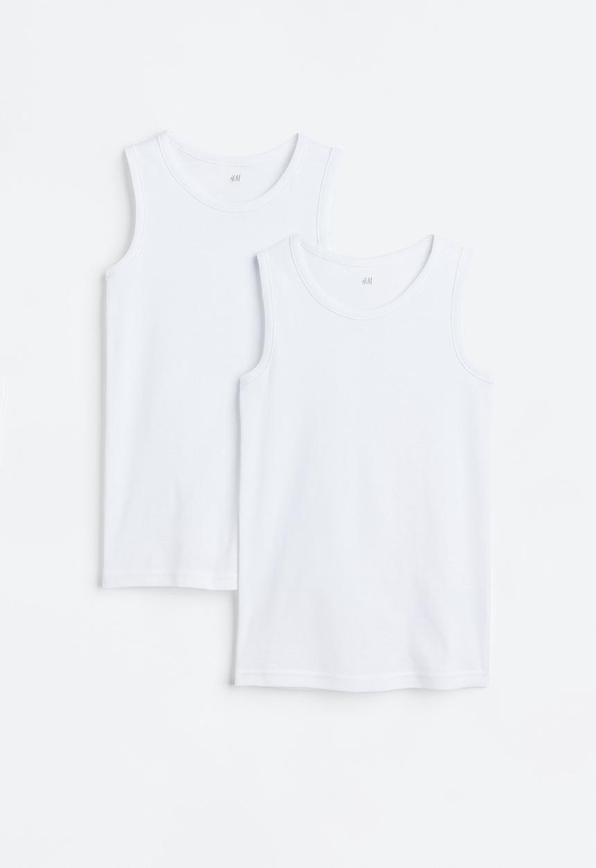 H&M - 2-Pack cotton vest tops - white