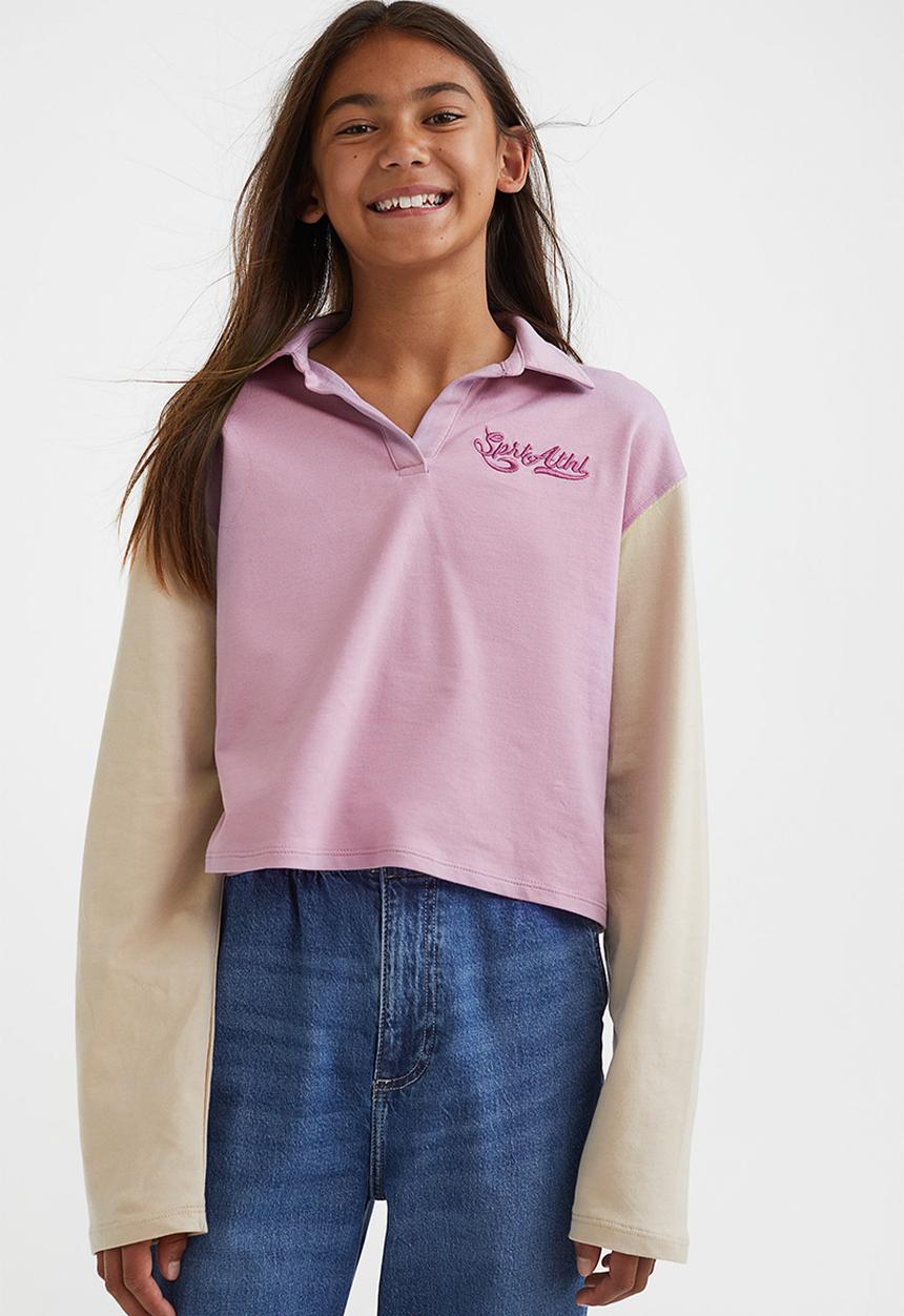 H&M - Cotton rugby shirt - light purple/sprt athl