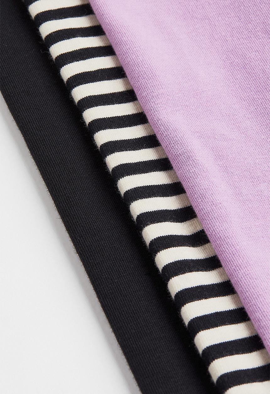 H&M - 3-Pack jersey leggings - purple/striped
