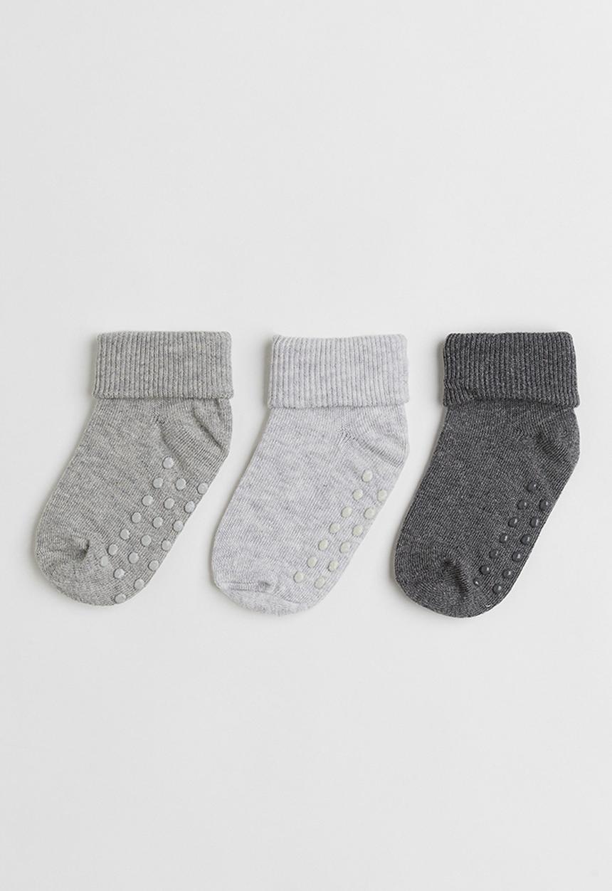 H&M - 3 Pack anti-slip-socks - grey