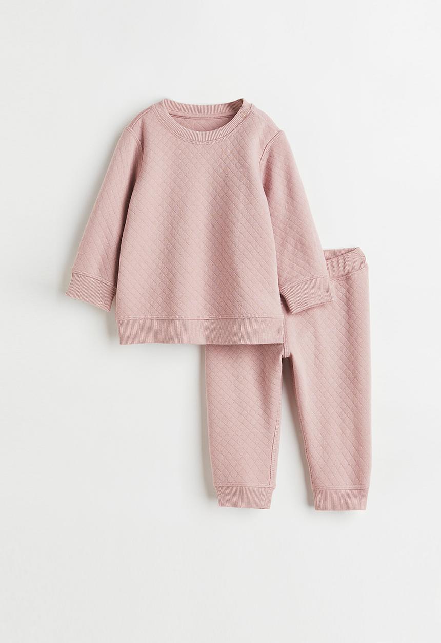 H&M - 2 Piece quilted set - pink