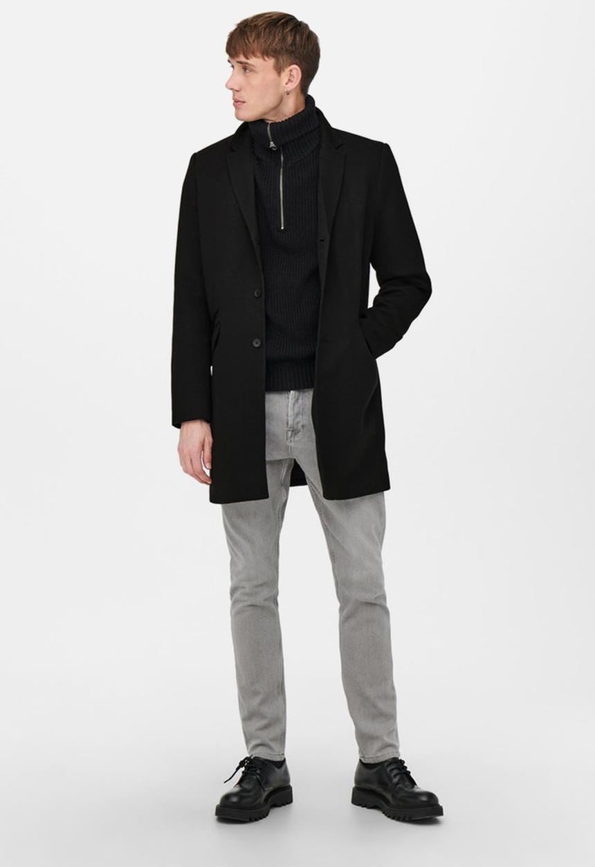 Only & Sons - Onsjulian king coat in otw vd - black