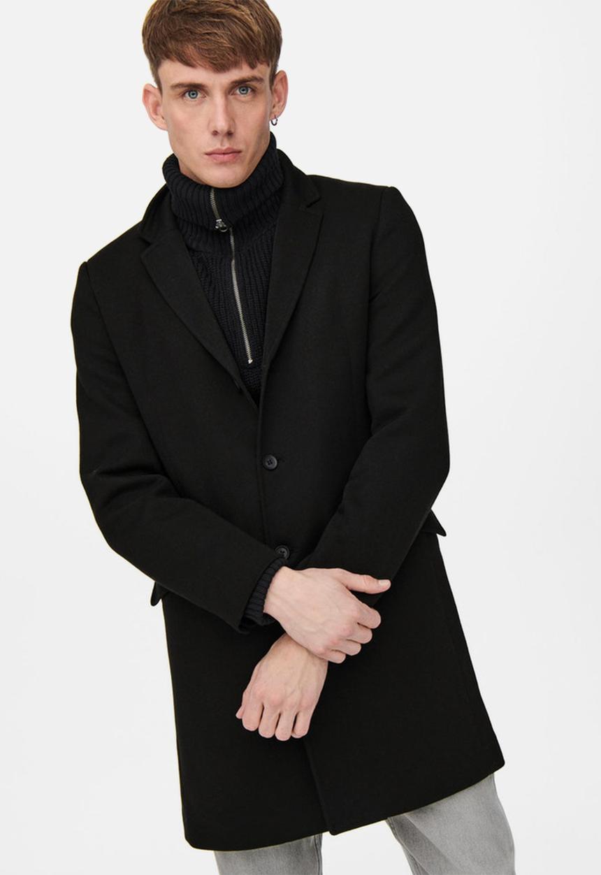 Only & Sons - Onsjulian king coat in otw vd - black