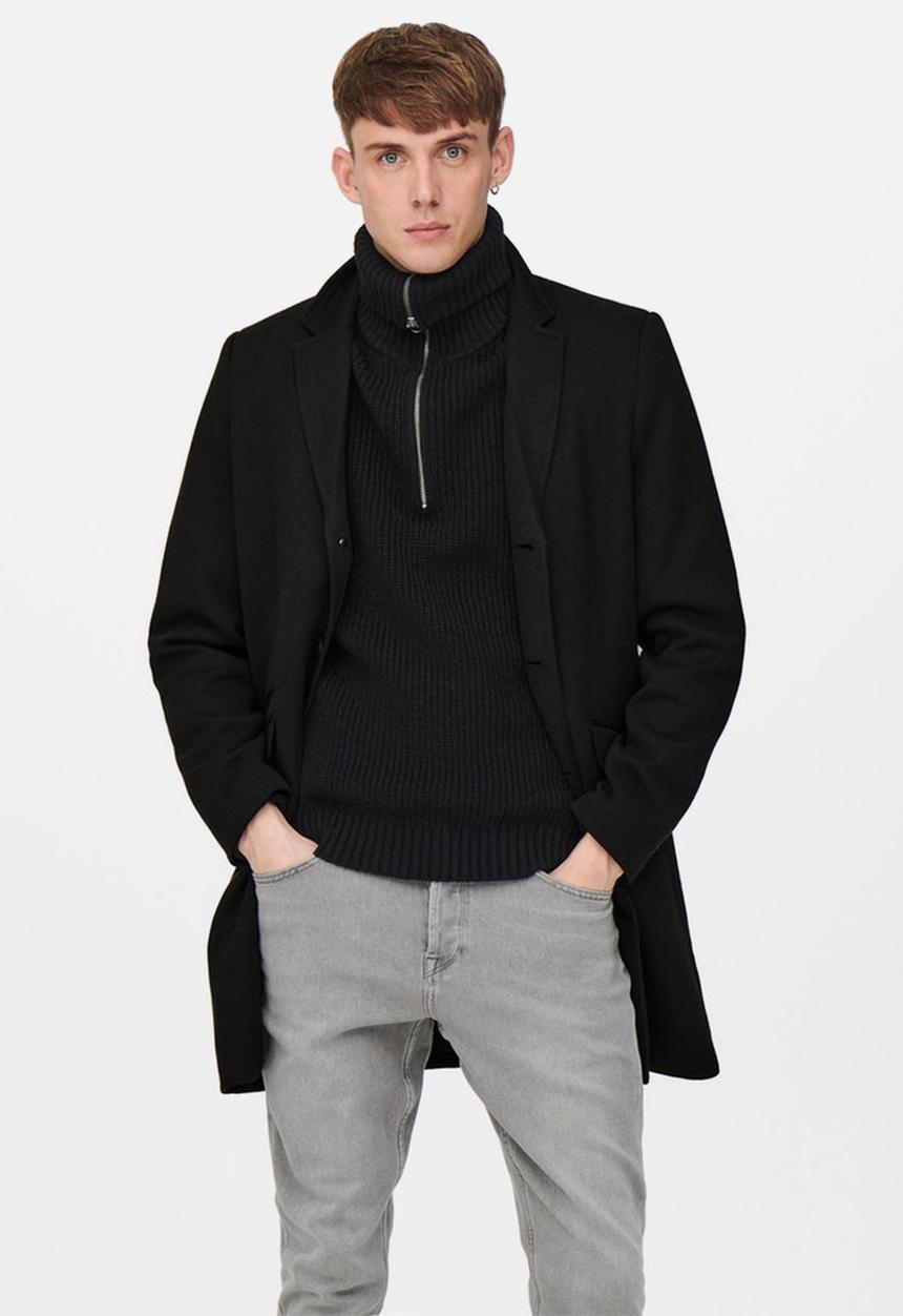 Only & Sons - Onsjulian king coat in otw vd - black