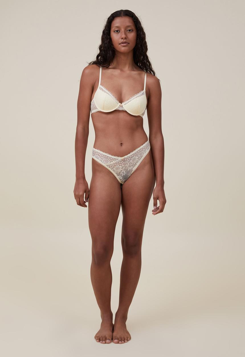 Cotton On - Cassie lace dip brasiliano - sugar cookie