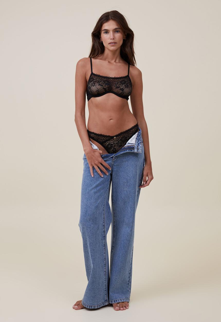 Cotton On - Cassie lace underwire bra - black