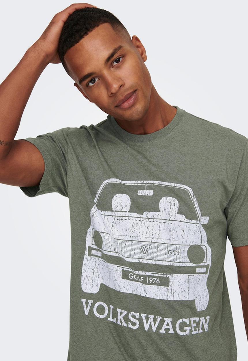 Only & Sons - Onsvolkswagen life reg short sleeve tee - olive