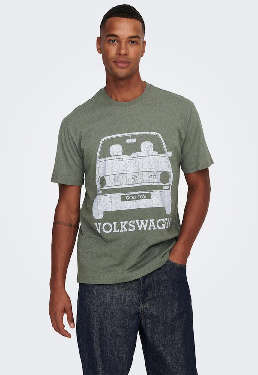 Only & Sons - Onsvolkswagen life reg short sleeve tee - olive