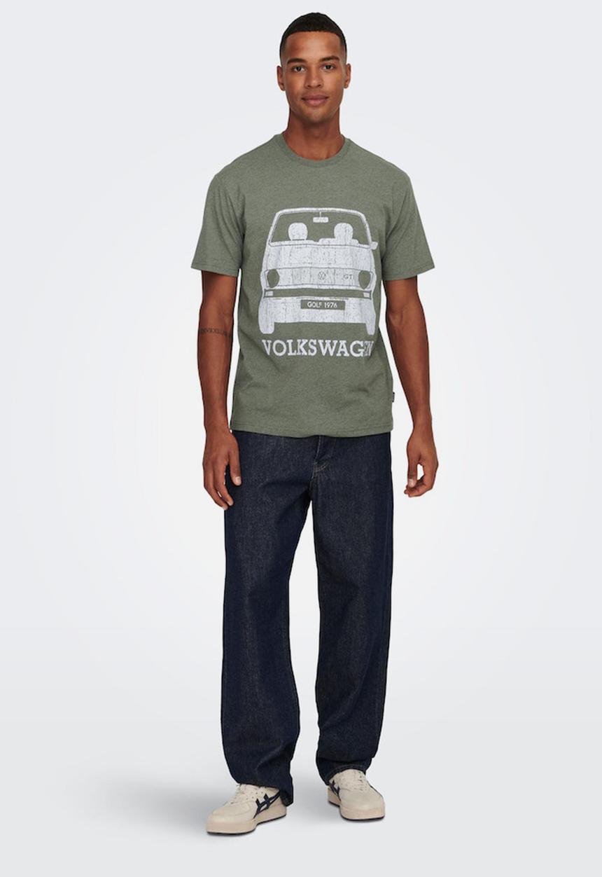 Only & Sons - Onsvolkswagen life reg short sleeve tee - olive