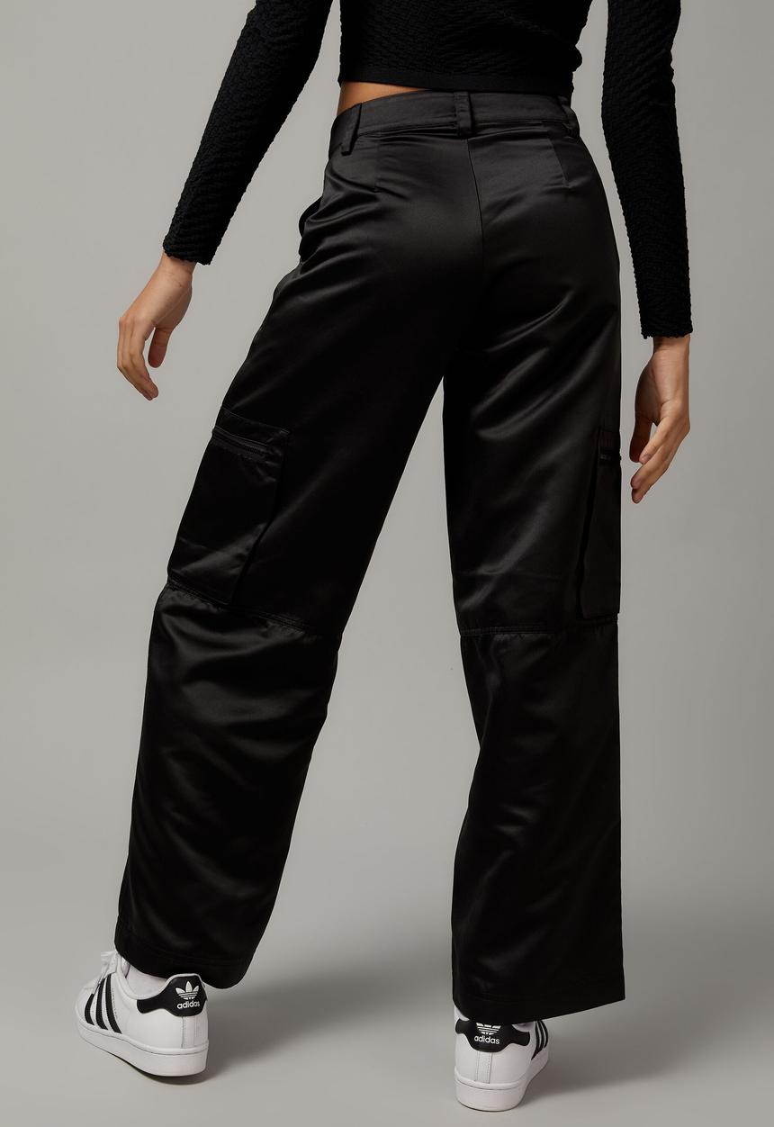 Factorie - Hype satin cargo pant - black