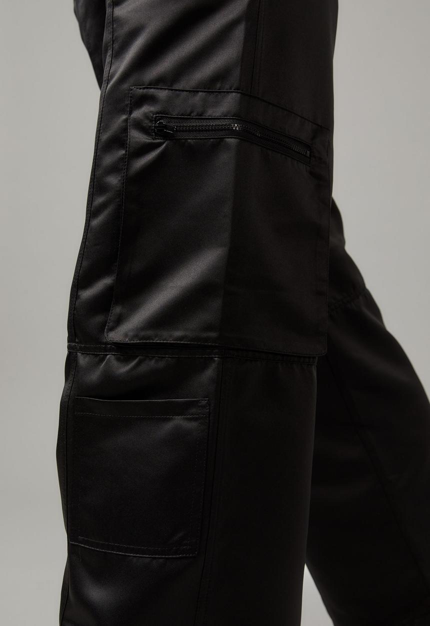 Factorie - Hype satin cargo pant - black