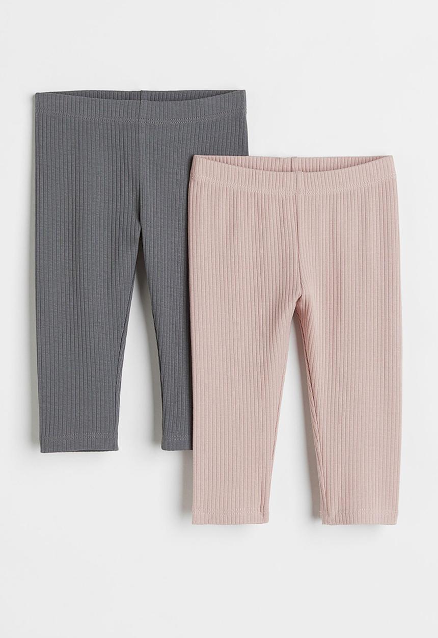 H&M - 2 Pack leggings - powder pink & dark grey