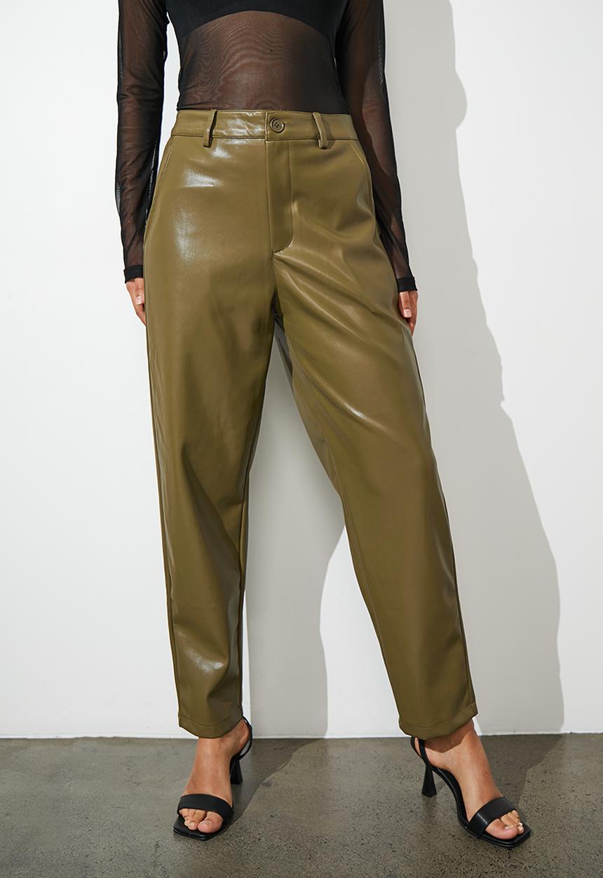 Superbalist - Pu tapered trouser - olive