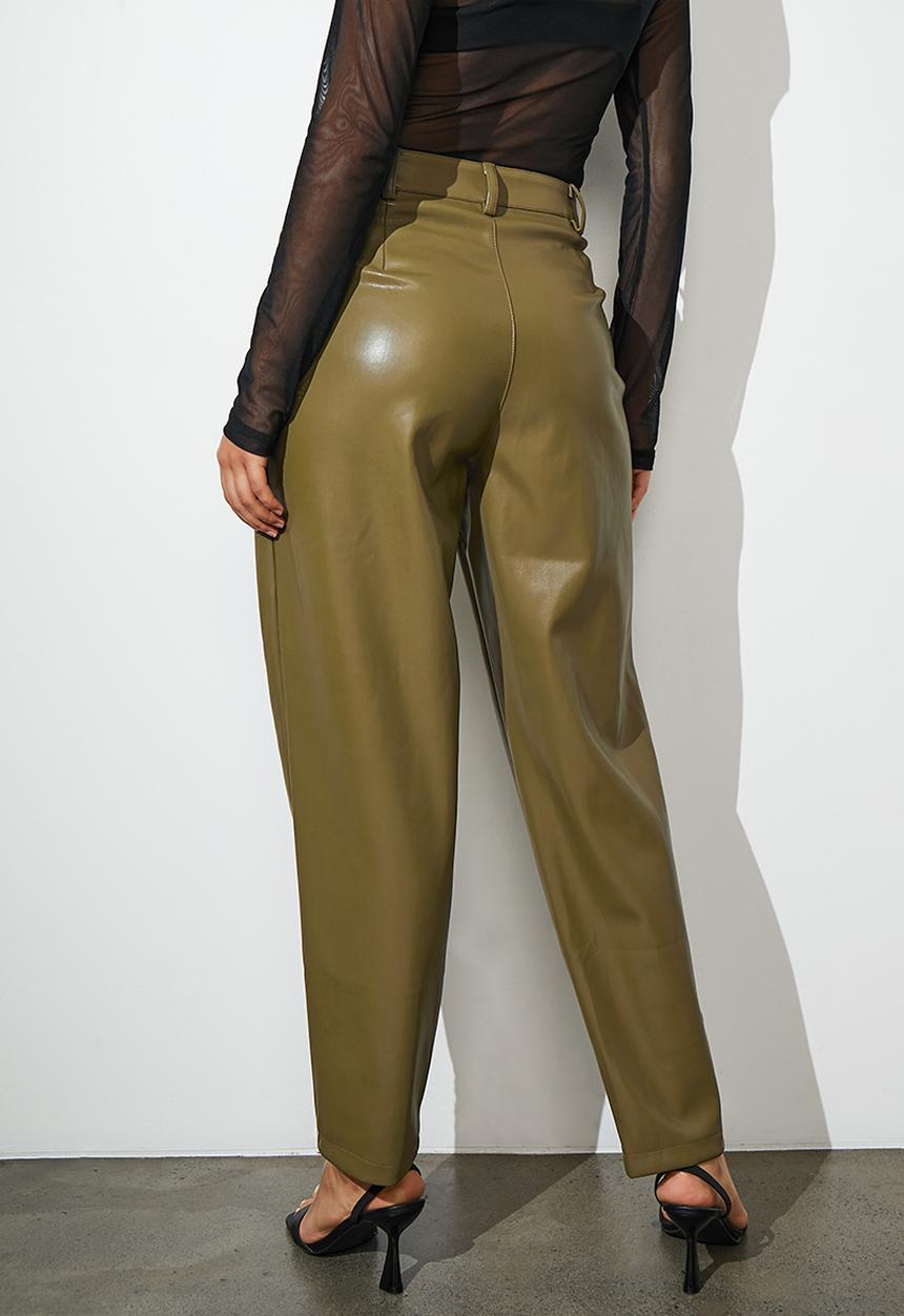 Superbalist - Pu tapered trouser - olive