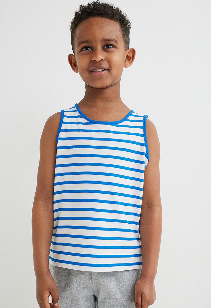 H&M - 2-Pack cotton vest tops - blue/striped