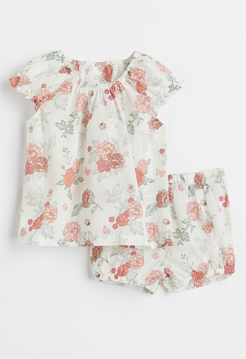 H&M - 2 Piece cotton set - white/roses